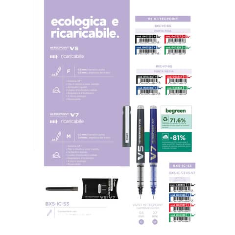 Refill Pilot Hi-Tecpoint V5 e V7 nero  conf. 3 pezzi - 040335